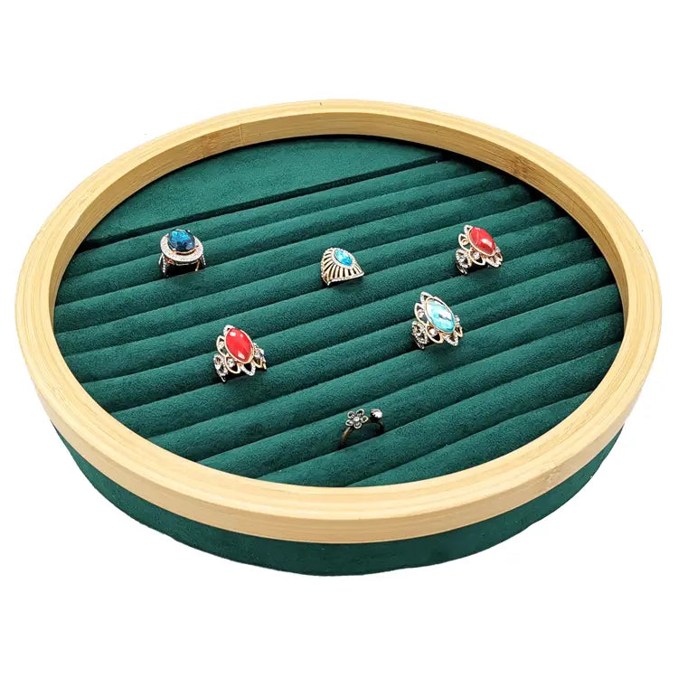 Jewelry Display Rack with Solid Wood Flannel Storage