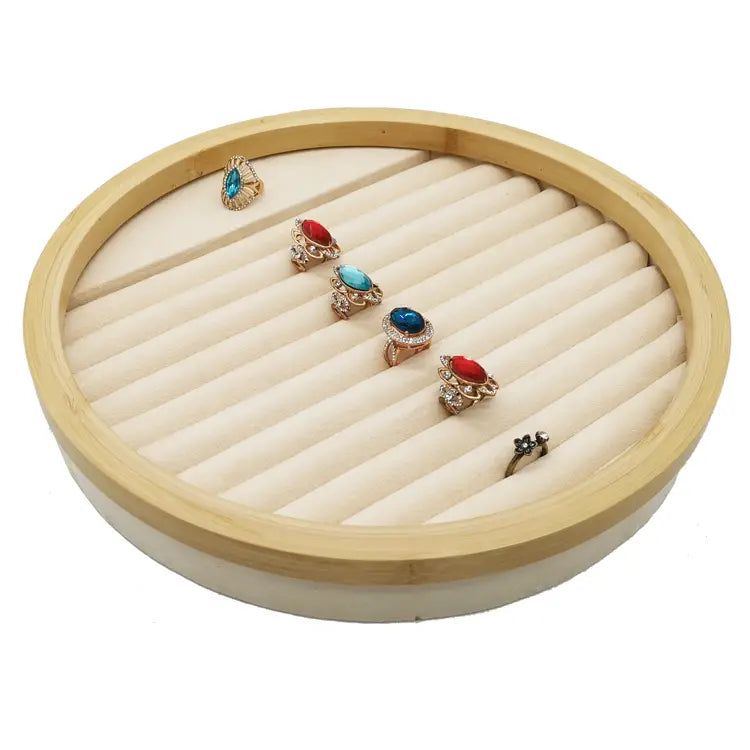 Jewelry Display Rack with Solid Wood Flannel Storage