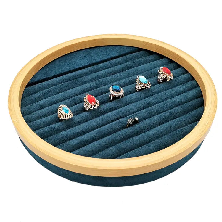 Jewelry Display Rack with Solid Wood Flannel Storage