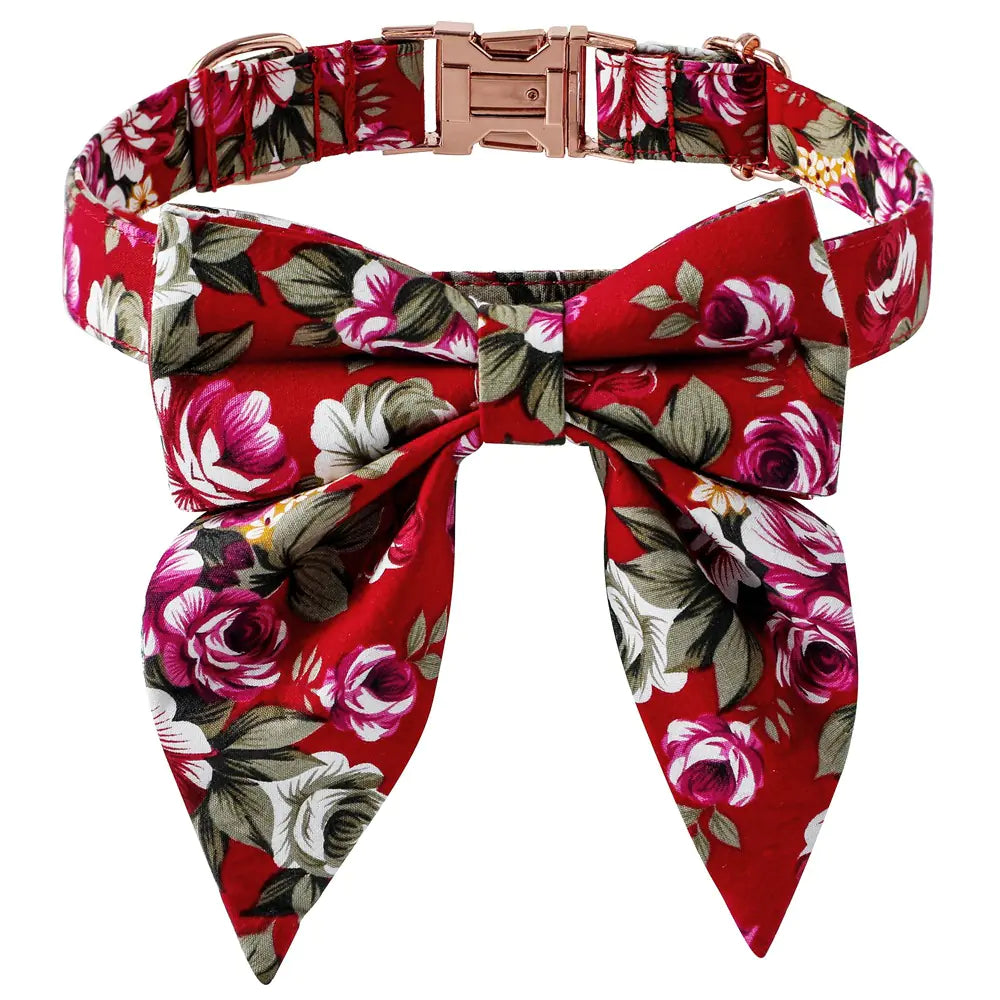 Cotton Dog Collar with Rose Gold Buckle